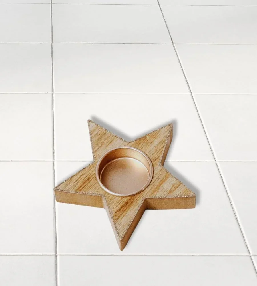 Festive Solid Wood Star Tealight Candle Holders - Home & Kitchen by Razvi Exports