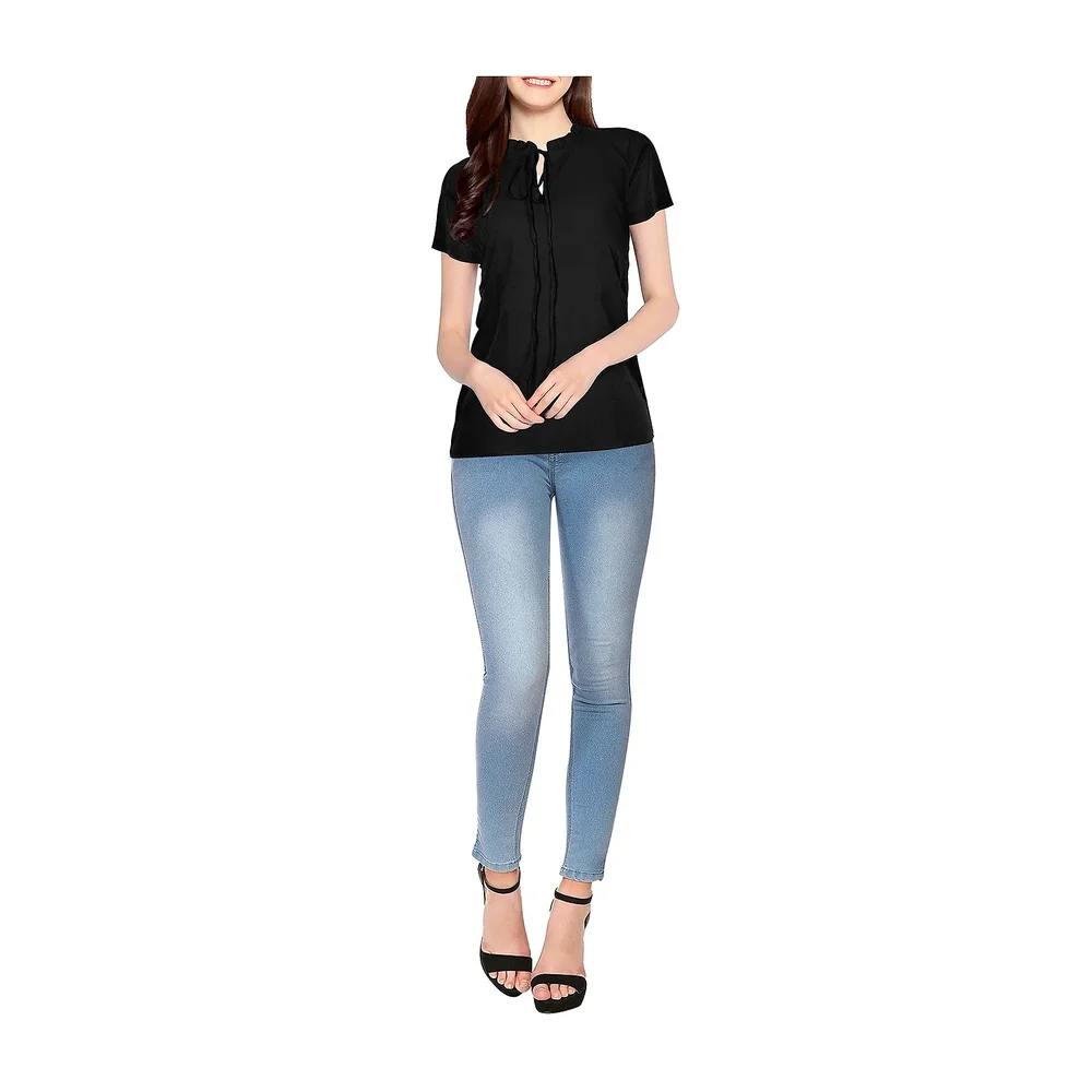 Black Crepe Sleeveless Designer Top XL - Textiles & Apparel by Cara Exim