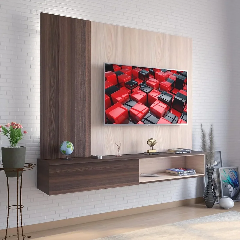Modern Minimalist TV Entertainment Unit with Open and Closed Storage - Furniture & Interiors by Upcycle Furnishing India