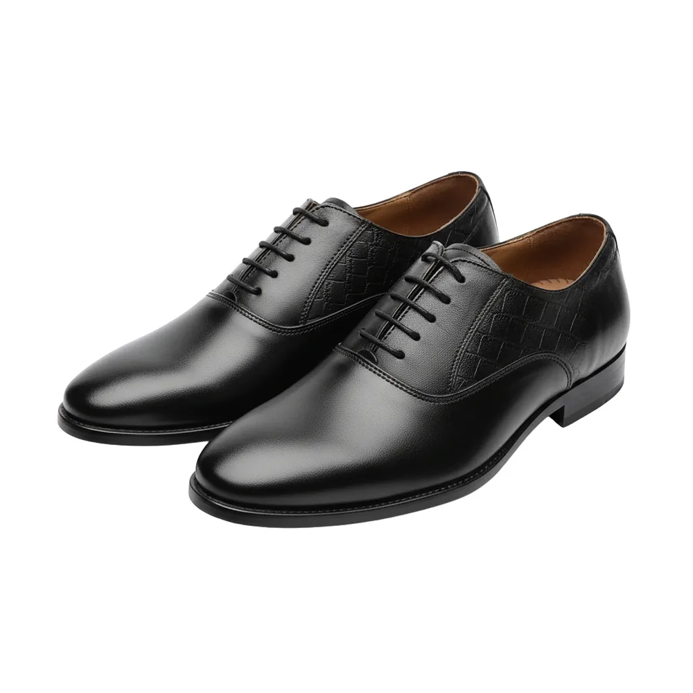 ORPERS Black Textured Plain-Toe Lace-Up Formal Shoes - Footwear, Bags & Leather Goods by Axus Align