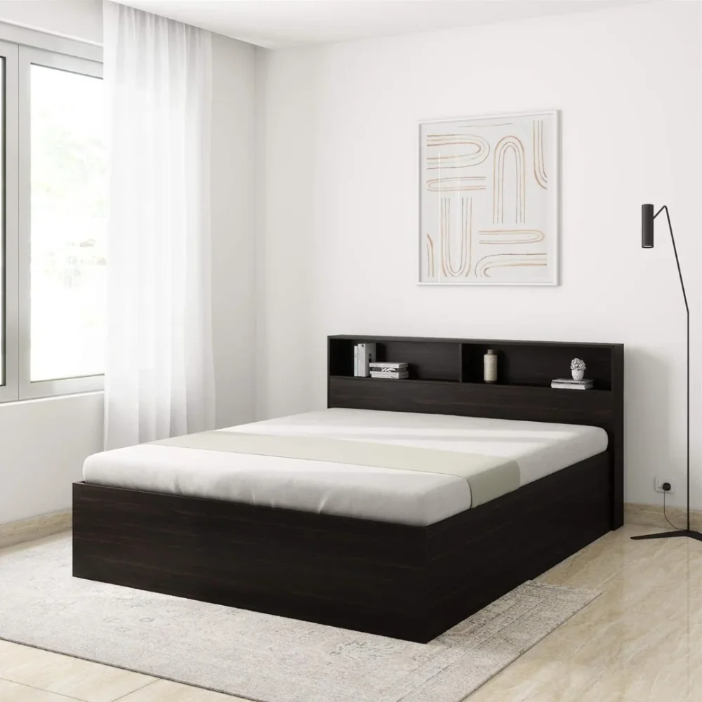 Engineered Wood Queen Bed with Box Storage - Furniture & Interiors by Upcycle Furnishing India