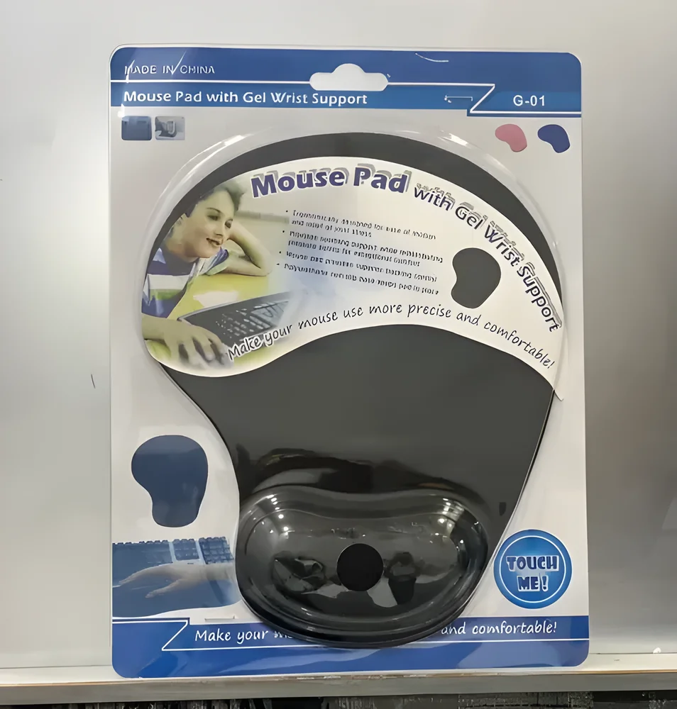 Black Rubber Mouse Pad with Gel Wrist Support - Paper & Stationery by Sanskar Electronics