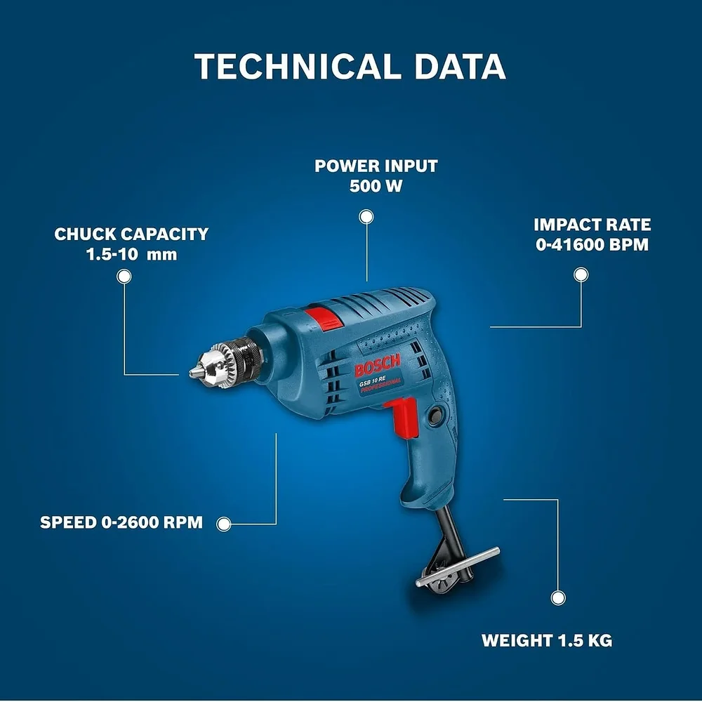 Bosch Gsb 10 Re Corded-Electric Tool Kit - Industrial Supplies & Tools by Shravan Industrial Solutions