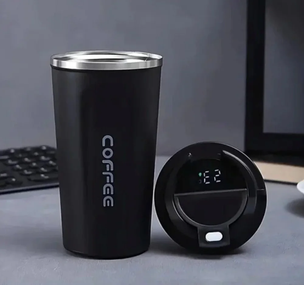 500 mL Double Wall Vacuum Insulated Coffee Mug with Temperature Display - Home & Kitchen by Y K Trading