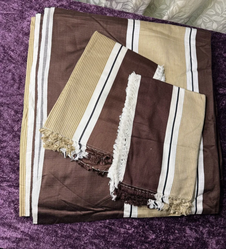 Brown Handloom Bedsheet Pillow Cover Set - Textiles & Apparel by Ains Overseas