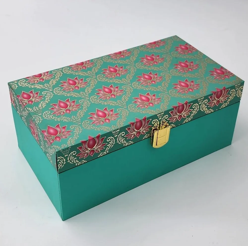MDF Lotus Motif 2 Jar Gift Box - Packaging & Printing by Hindustan Handmade Paper Products