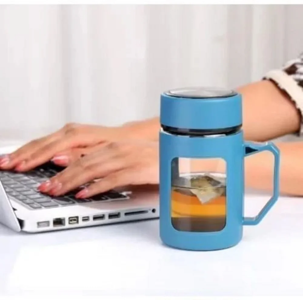 Glass Travel Mug with Silicon Cover - Home & Kitchen by Y K Trading