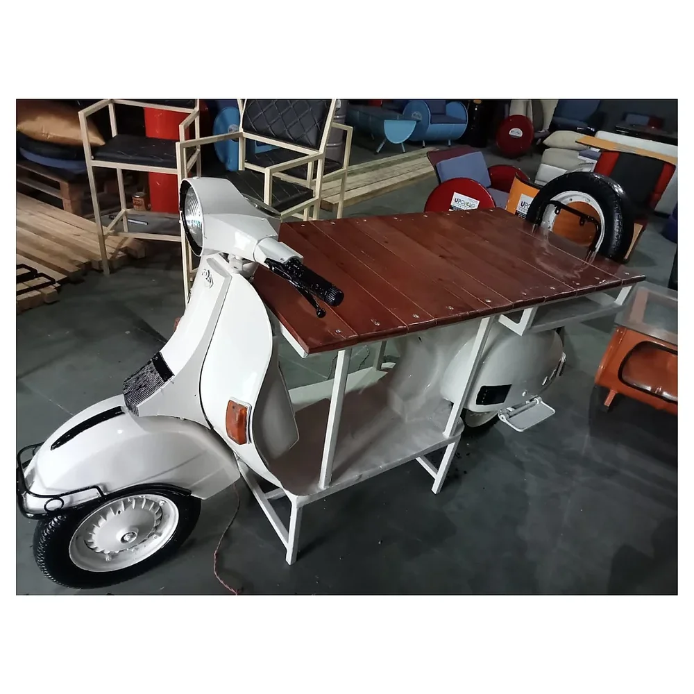 Industrial Rustic Scooter Table - Furniture & Interiors by Upcycle Furnishing India