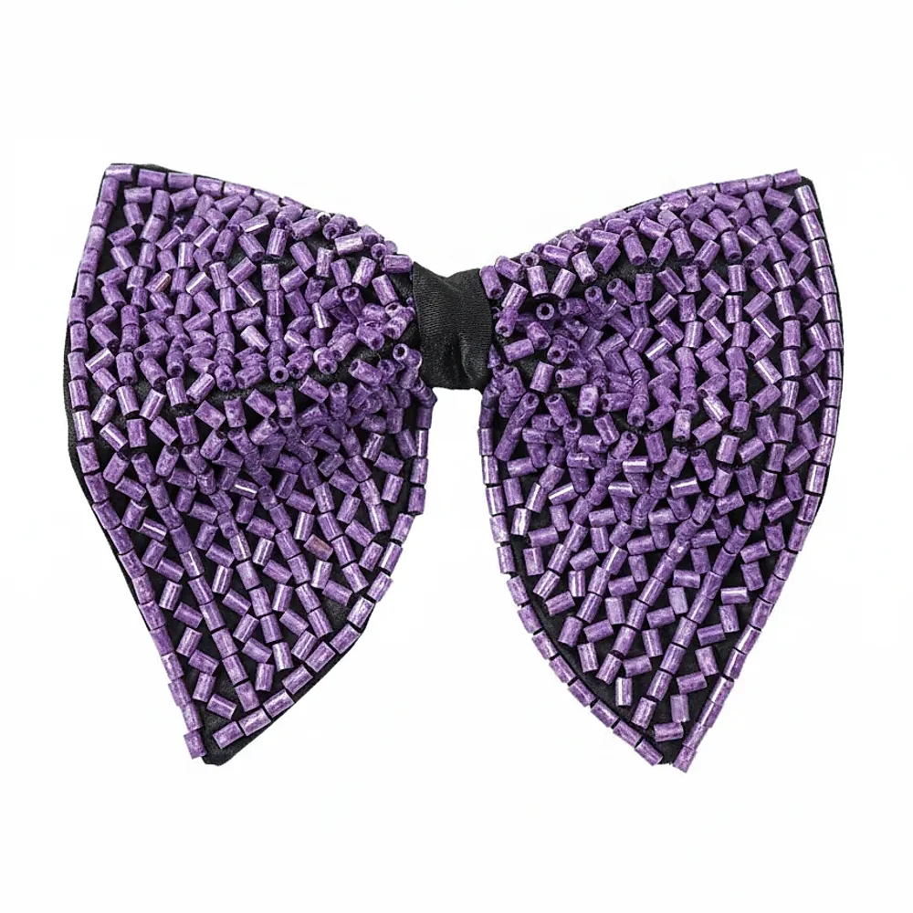 Hand-Beaded Textured Bow Tie - Textiles & Apparel by G M Apparels