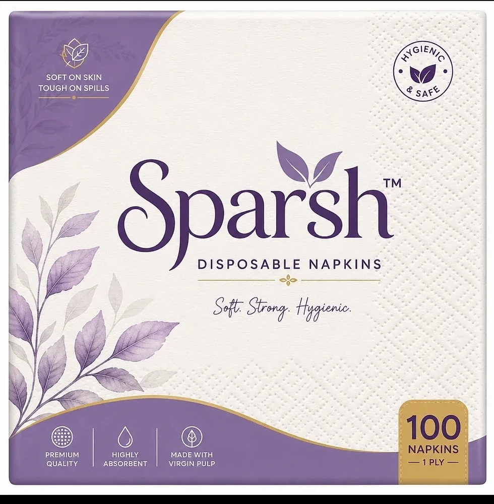 Sparsh 3 Ply Non Woven Disposable Napkins 100 Pcs - Paper & Stationery by Sparsh Enterprises