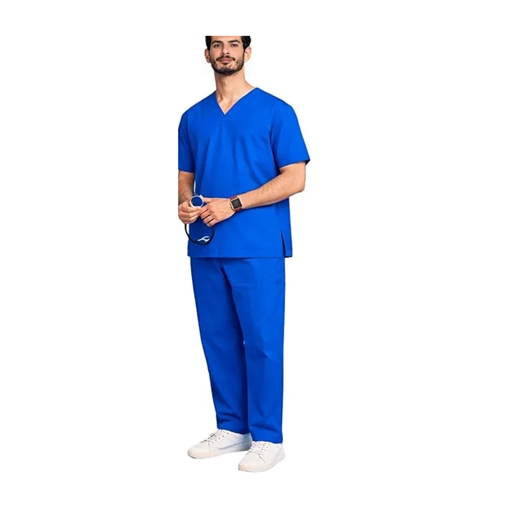 Kifzi Men's Antimicrobial Royal Blue Spandex Scrub Suit - Textiles & Apparel by Accurate Surgicals