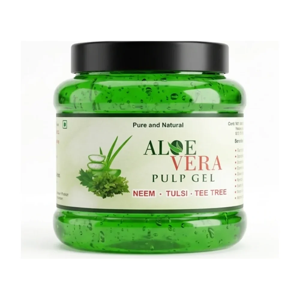 Aloe Vera Pulp Gel with Neem, Tulsi & Tea Tree Oil - Beauty & Personal Care by Bhavna Finds