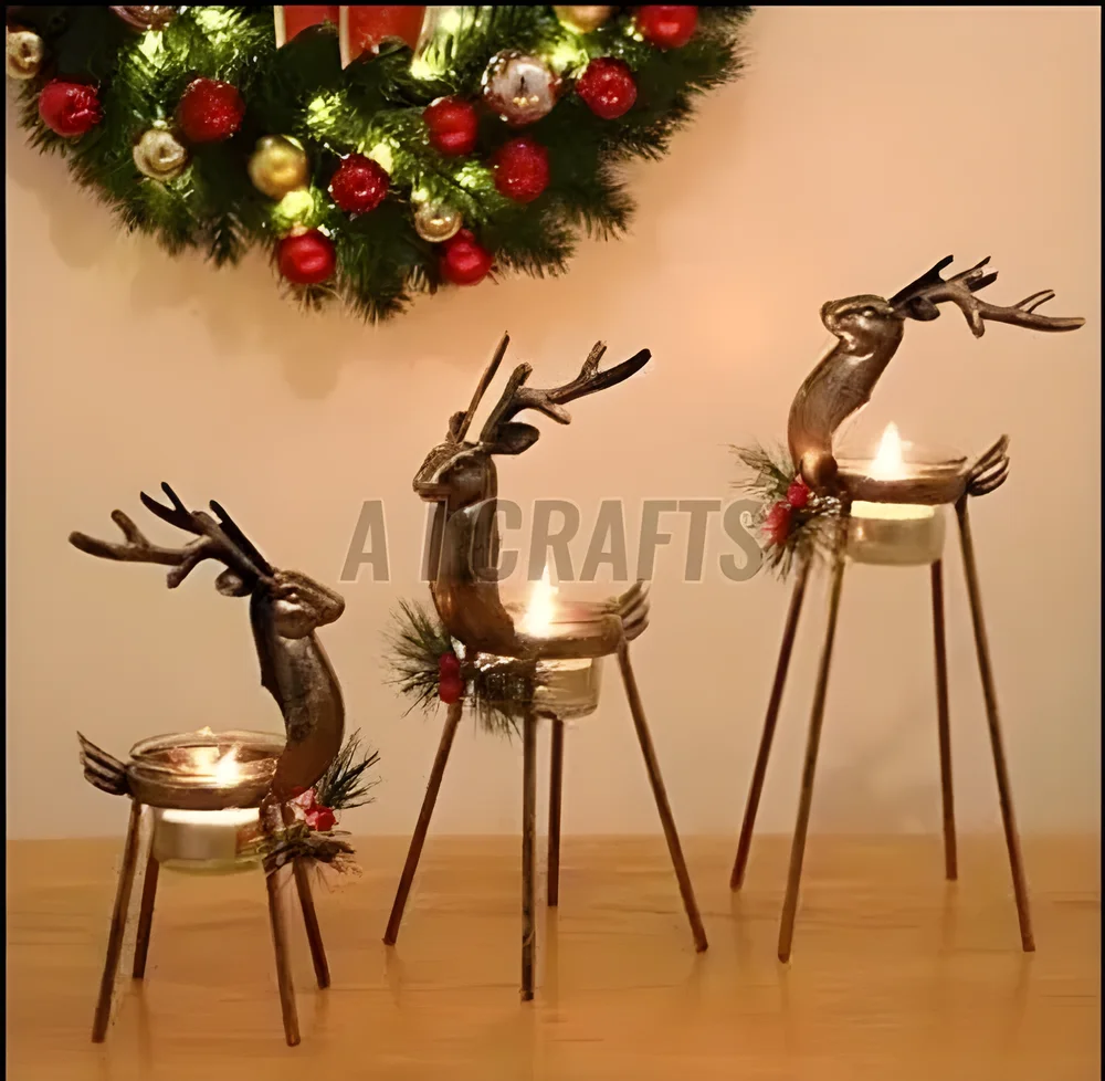 Metal Reindeer Christmas Candle Holder - Home & Kitchen by A1 Impex Inc.