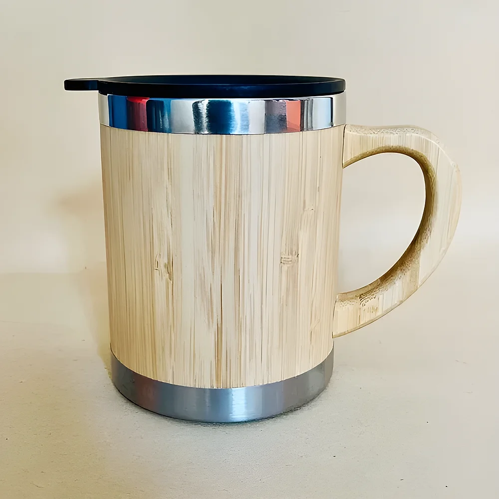 Bamboo Stainless Steel Coffee Mug for Office Use - Home & Kitchen by Dakshatam Enterprises Pvt. Ltd.
