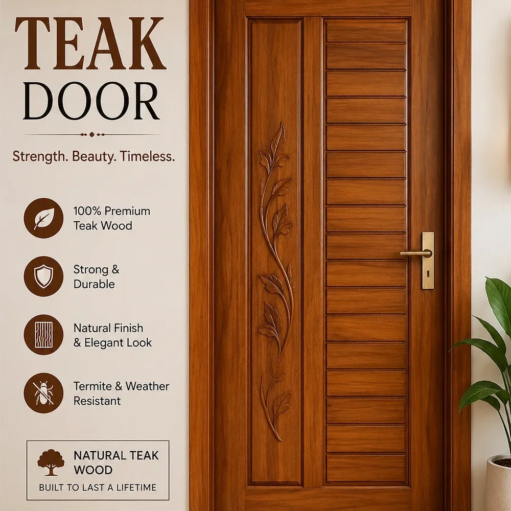 Teak Wood Door - Construction & Building Materials by Bismillah Labour Wood Work