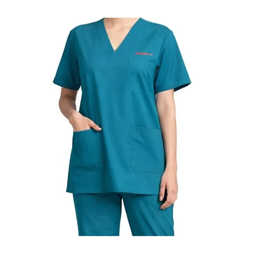 Kifzi Antimicrobial Spandex Women Scrub Suit with 4 Pockets (Dark Green, Size XXL) - Textiles & Apparel by Accurate Surgicals