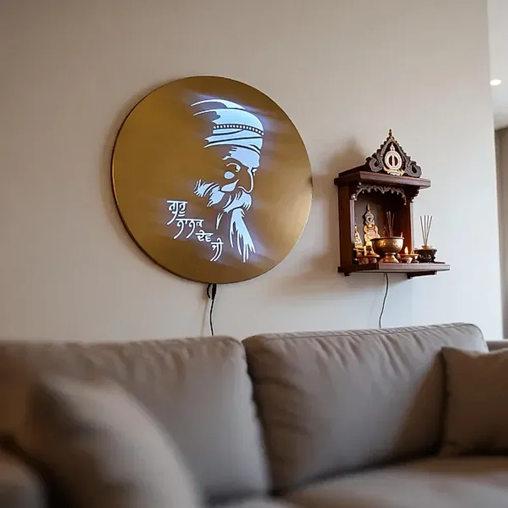 ONUR DECORS Round Metal Devotional LED Wall Light - Home & Kitchen by Golden Engg Works