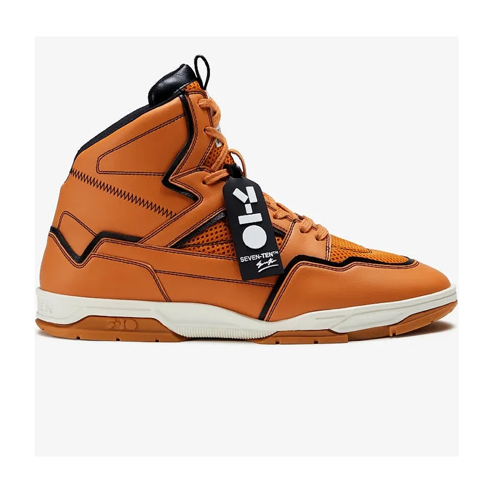714 orange black high-top sneaker - Footwear, Bags & Leather Goods by Disruptive Fashion Pvt. Ltd.