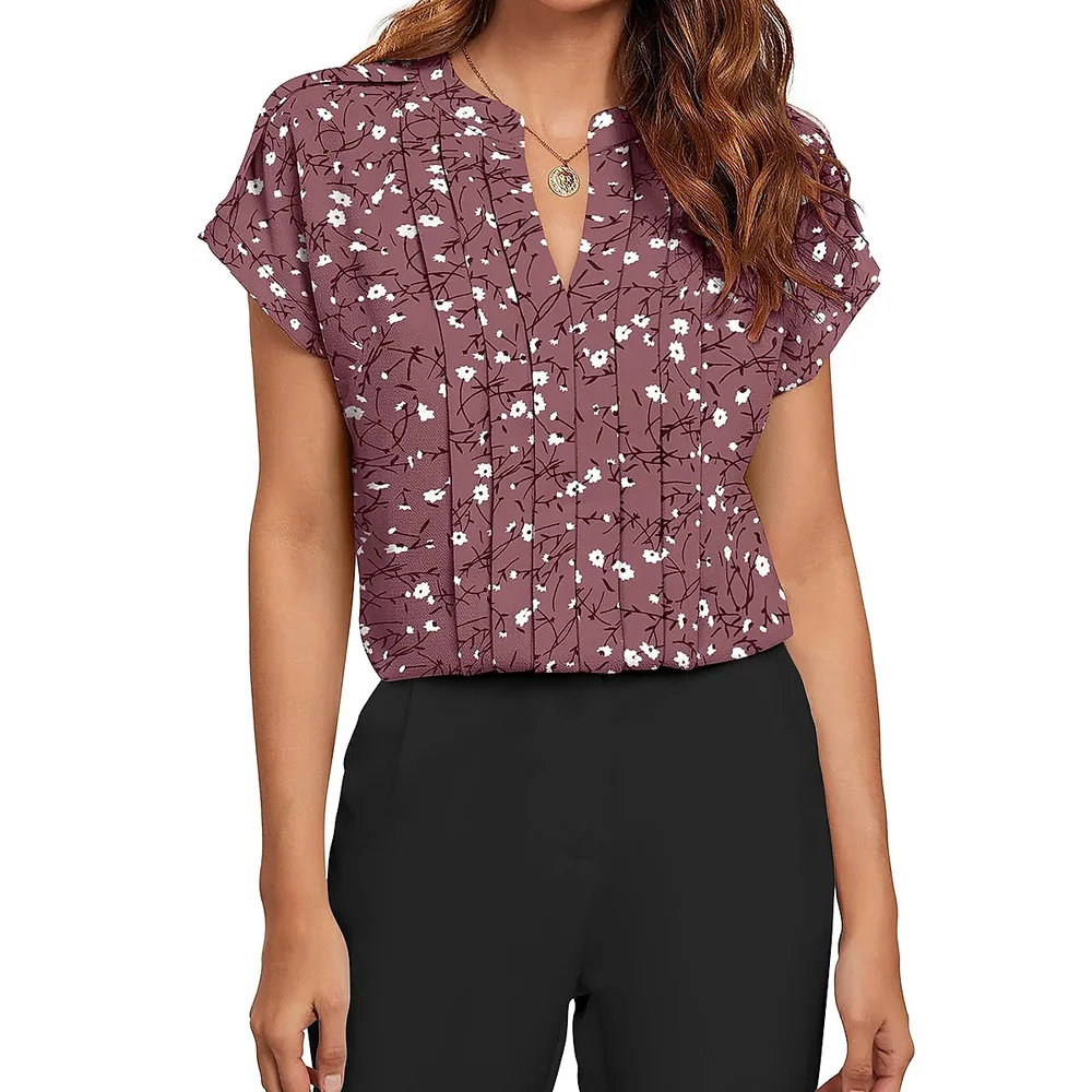 Pink Printed Half Sleeve Top XL - Textiles & Apparel by Cara Exim