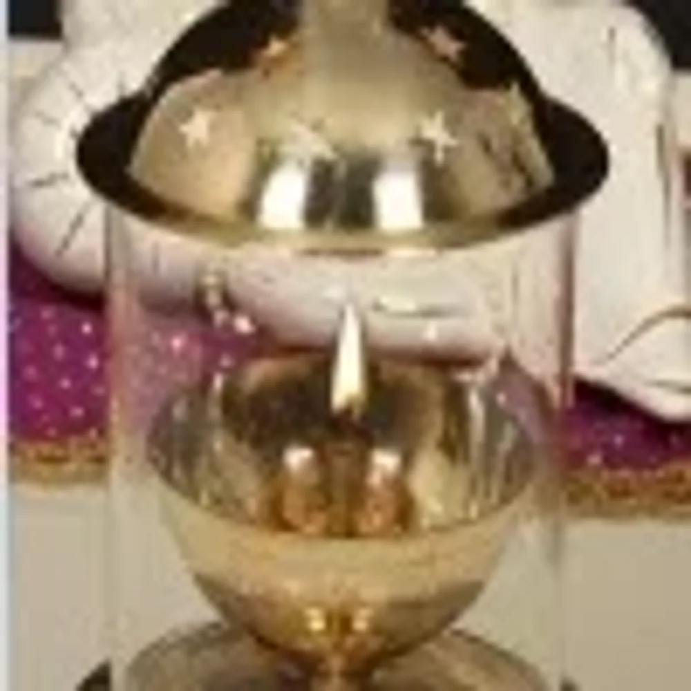 Brass Oil Lamp with Glass Chimney - Handicrafts & Gifts by A1 Impex Inc.