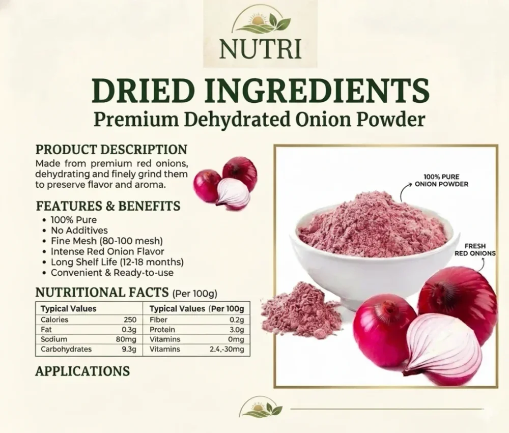 Red Onion Powder 80-100 Mesh - Food & Agriculture by Nutri Dried Ingredients