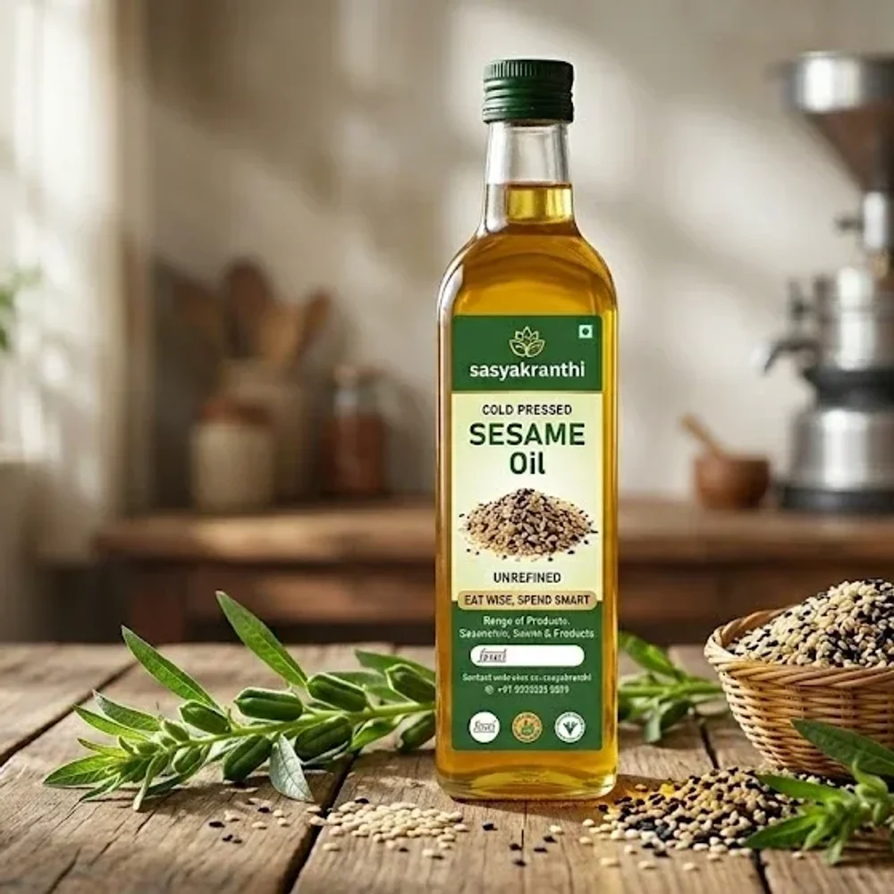 Sasyakranthi Cold Pressed Unrefined Sesame Oil - Food & Agriculture by Sasyakranthi Agro and Food Products Pvt.