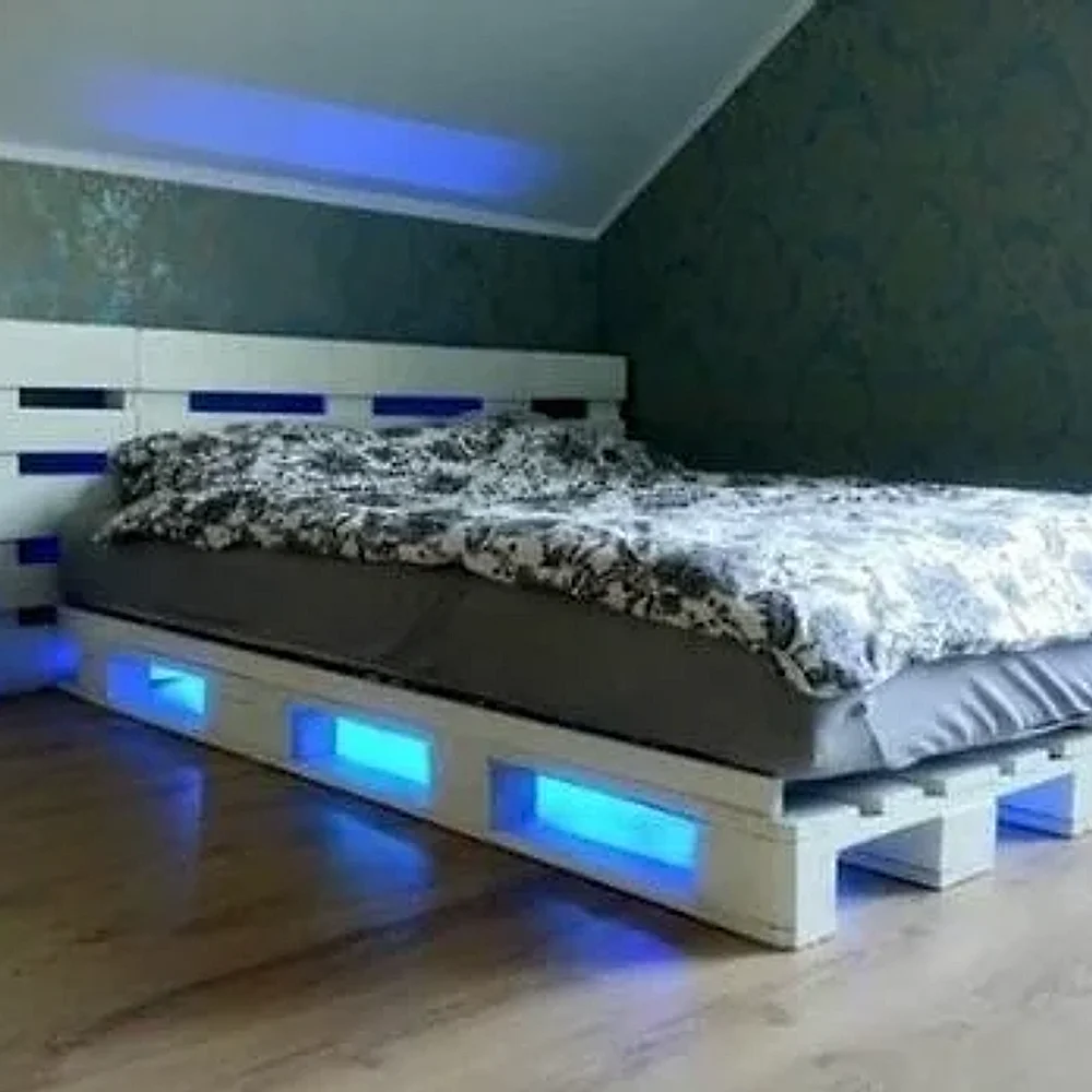Rustic Pallet Bed with Drawer Storage - Furniture & Interiors by Upcycle Furnishing India