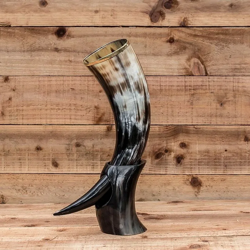 Horn Drinking Glass with Stand - Home & Kitchen by Amazing Seller LLC