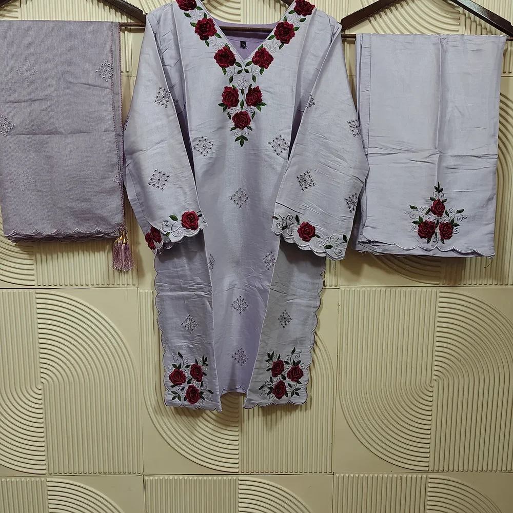 Stitched Net Kurta Set with Embroidered Work - Textiles & Apparel by Ayzel Pvt. Ltd.