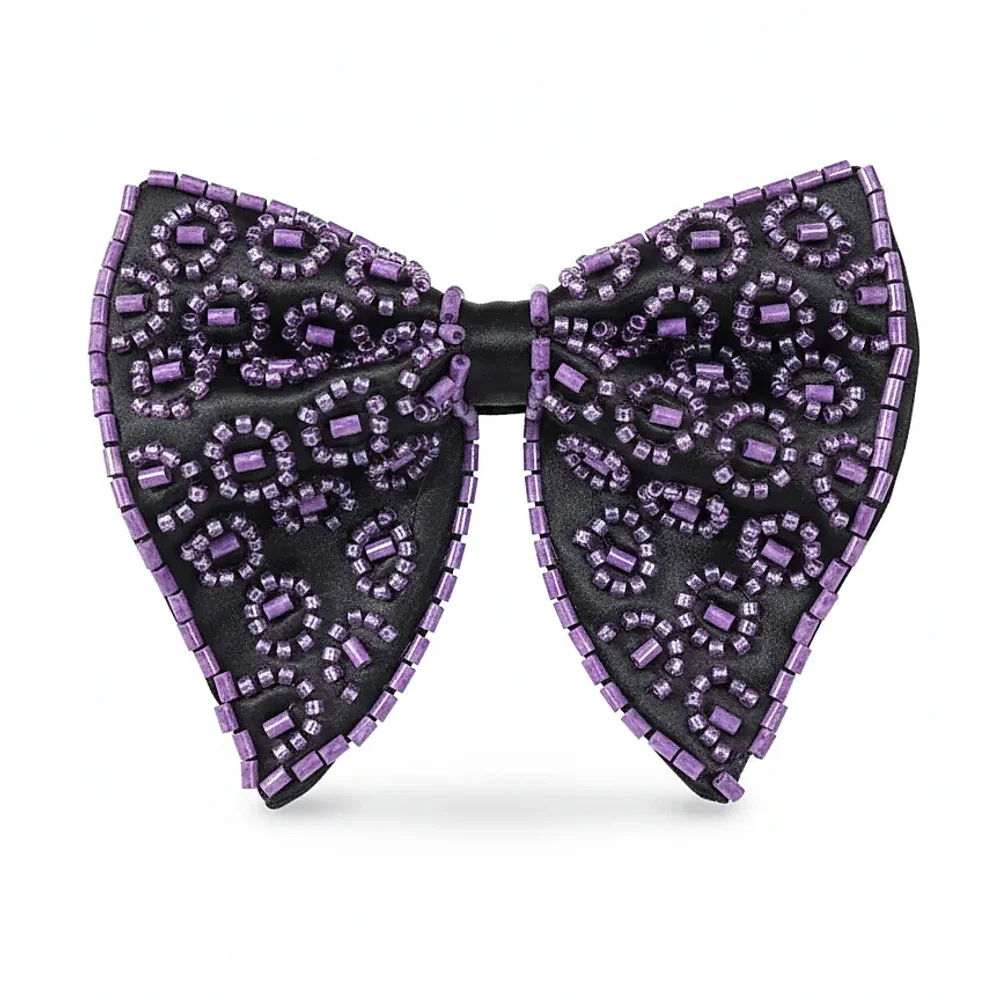 Hand-Beaded Silk Men’s Bow Tie for Business Occasions - Textiles & Apparel by G M Apparels