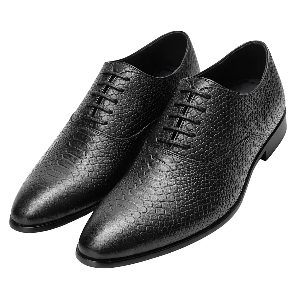 ORPERS Men's Black Genuine Leather Textured Oxford Shoes - Footwear, Bags & Leather Goods by Axus Align
