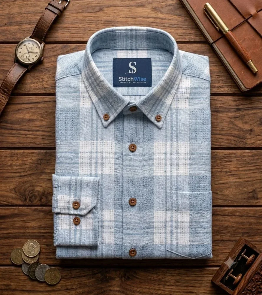 Men's Plaid Button-Down Collar Shirt - Textiles & Apparel by Paloma Casual