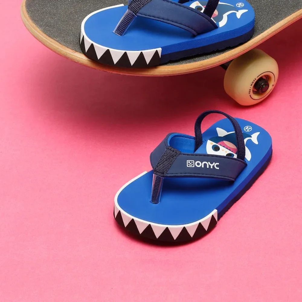 ONYC Blue Unisex Shark Cartoon Flip-Flops for Kids - Footwear, Bags & Leather Goods by Parmar Brothers