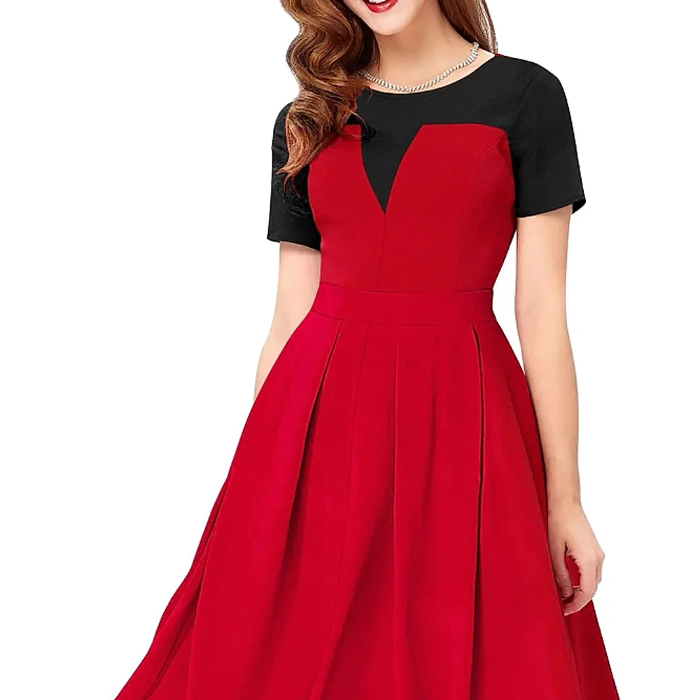 Red Cap Sleeve Dress M - Textiles & Apparel by Cara Exim