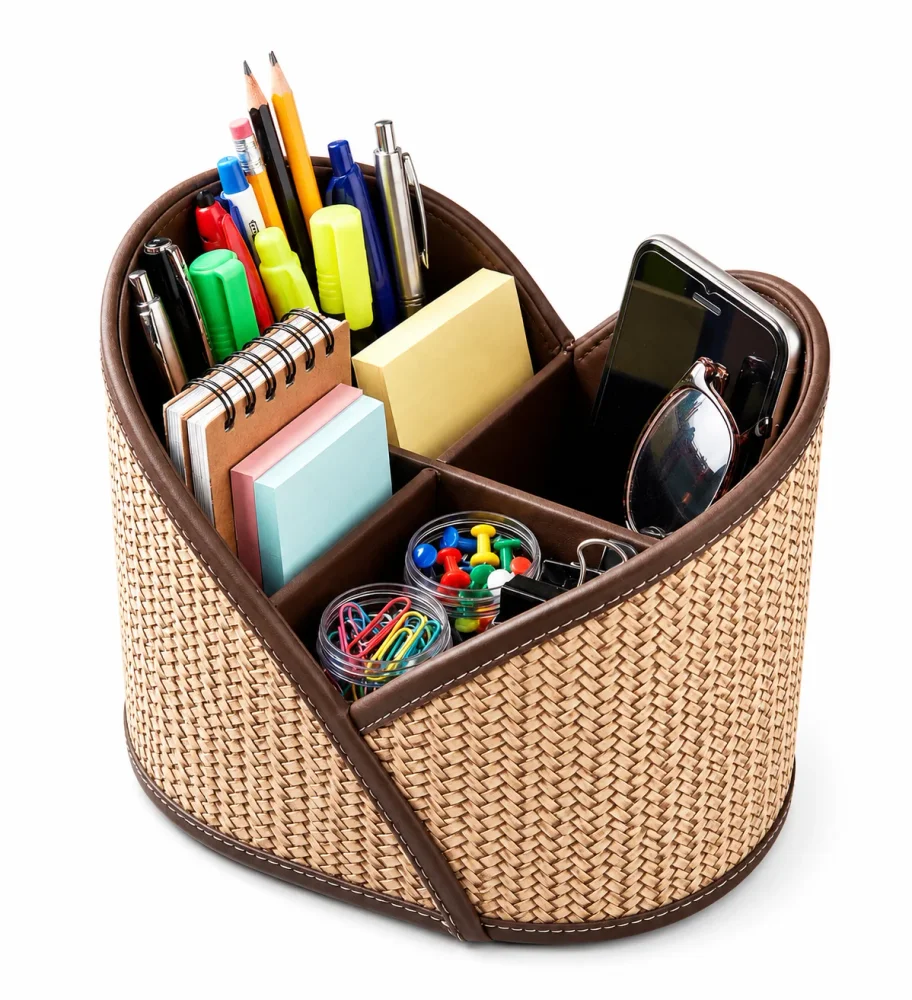 Multi-Compartment Desk Caddy Organizer - Paper & Stationery by SB Leather & Home Furnishing LLP