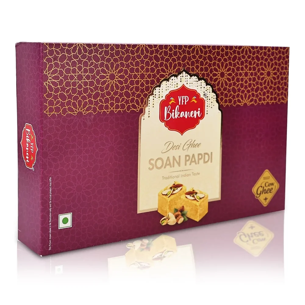 YFP Bikaneri Desi Ghee Soan Papdi 500g Traditional Indian Sweets Festive Gift Box (0.5 kg) - Food & Agriculture by Yogya Food Products