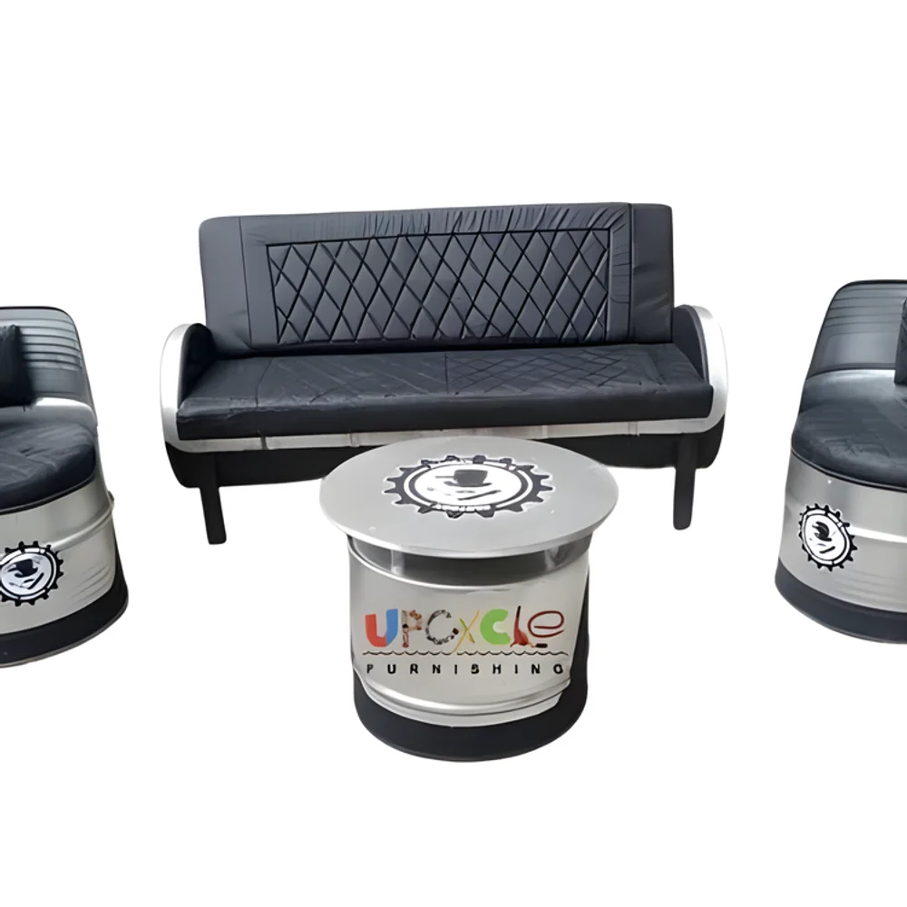 5 Seater Barrel Furniture Set with Table - Furniture & Interiors by Upcycle Furnishing India