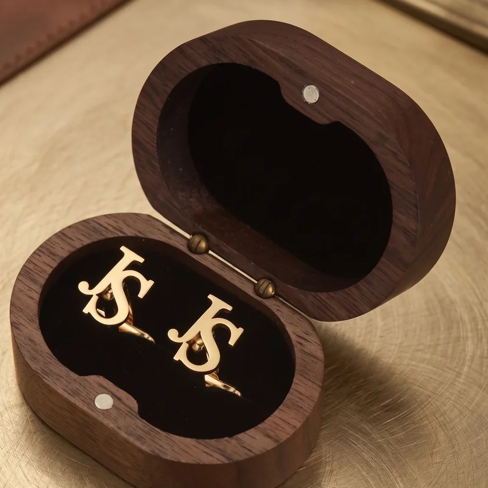 Gold Initial Monogram Cufflinks - Gems & Jewelry by G M Apparels