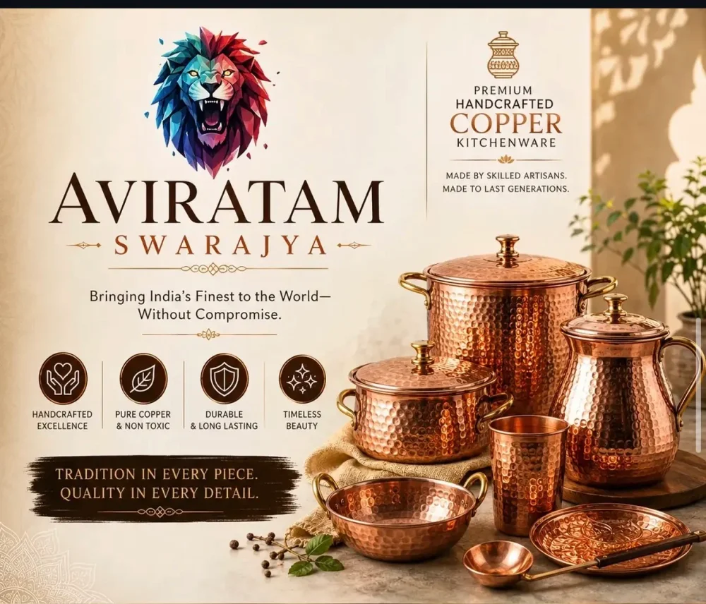 Handcrafted Copper Cookware - Home & Kitchen by Aviratam Swarajya