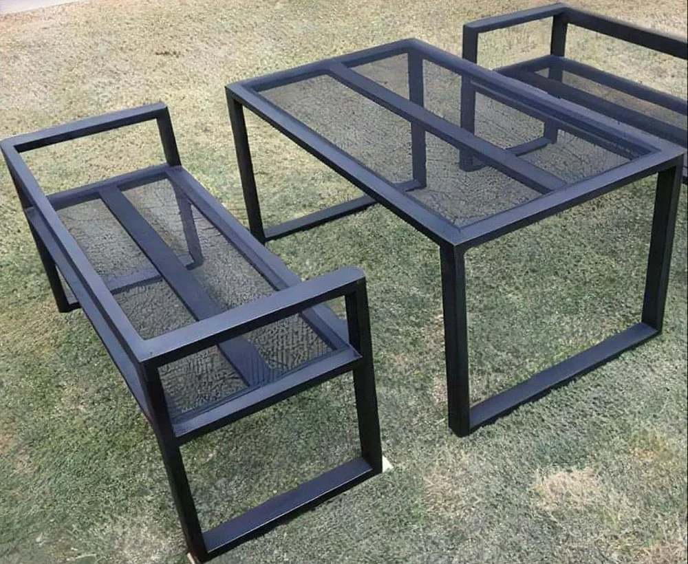 Mild Steel 4 Seater Table Set - Furniture & Interiors by Upcycle Furnishing India