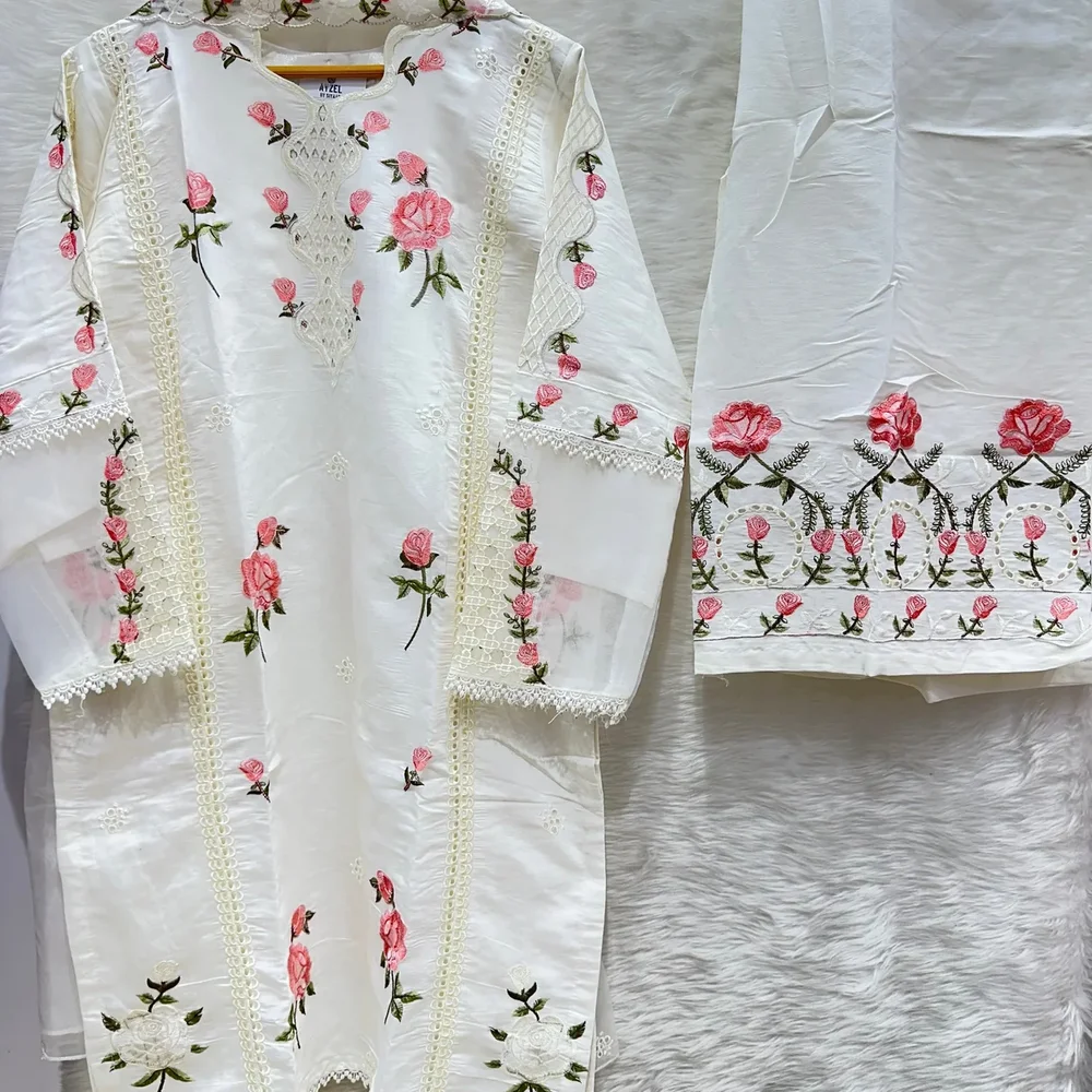Embroidered Lawn Organza Kurta Set - Textiles & Apparel by Ayzel Pvt. Ltd.