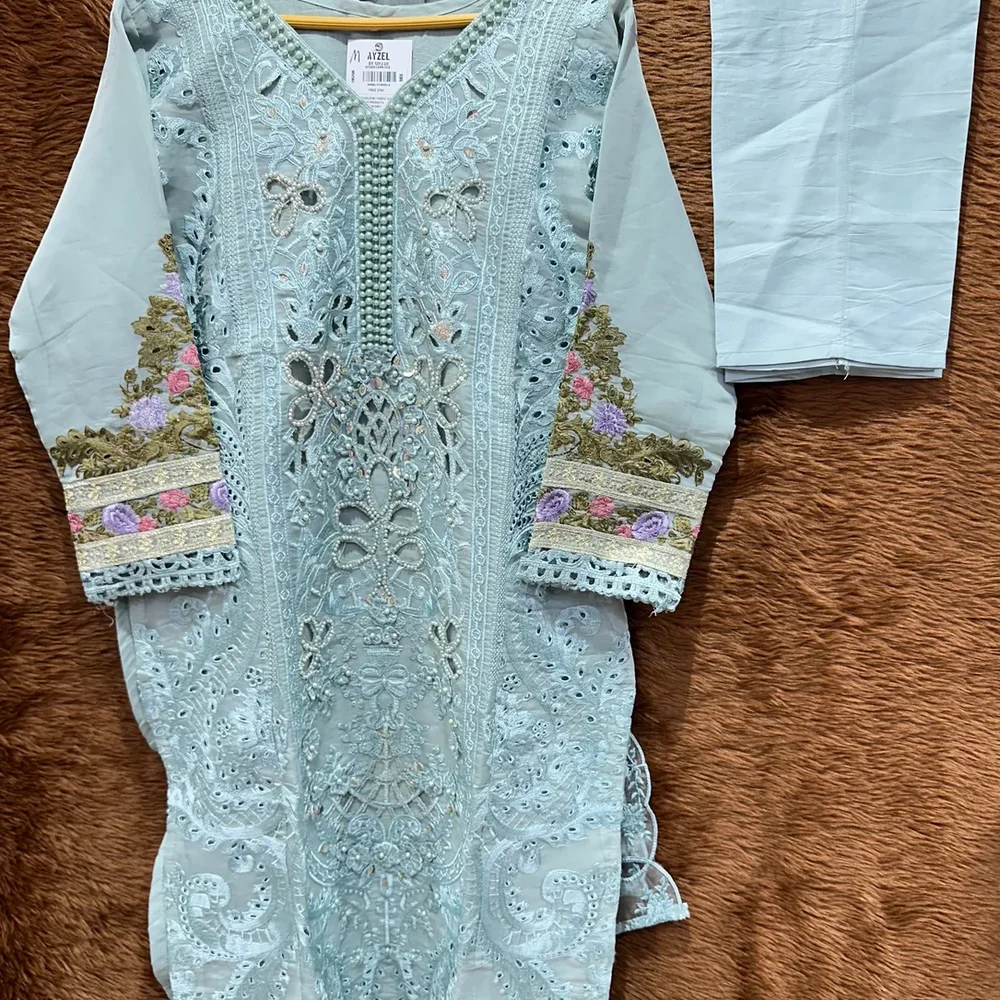 AYZEL Embroidered Organza Silk Salwar Kameez - Textiles & Apparel by Ayzel Pvt. Ltd.