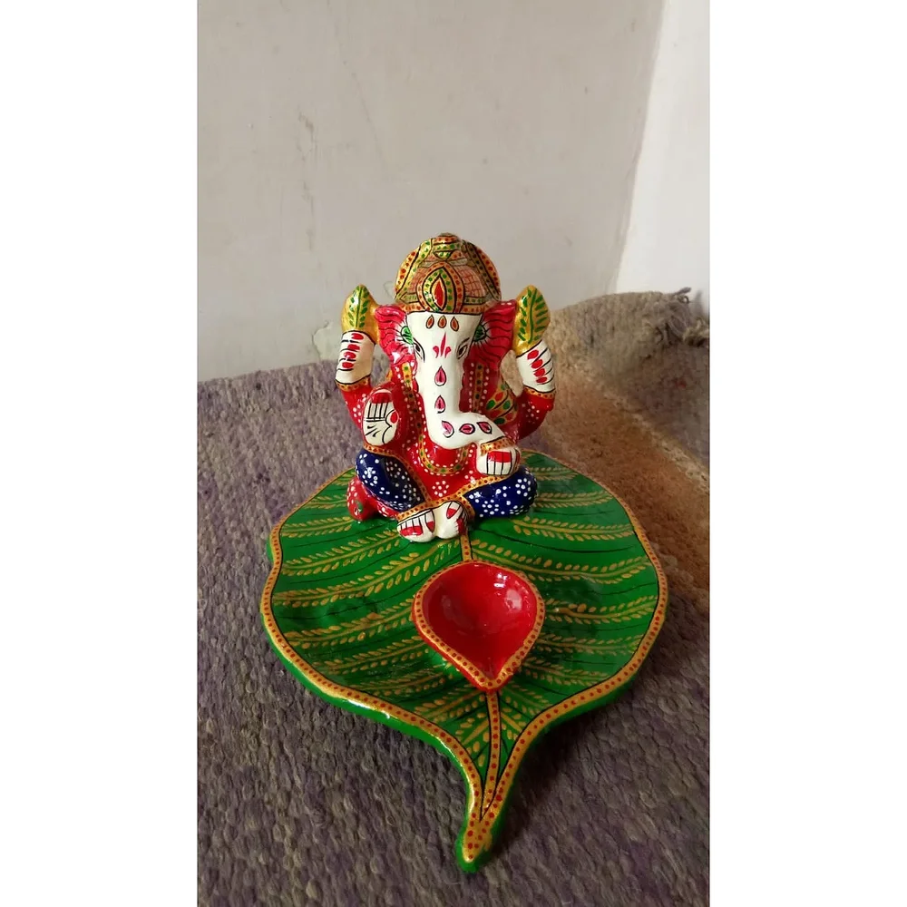 White Metal Pan Ganesh Statue for Home Decor - Handicrafts & Gifts by Lav Craft