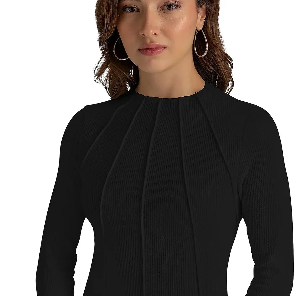 Black Mock Neck T-Shirt - Textiles & Apparel by Cara Exim