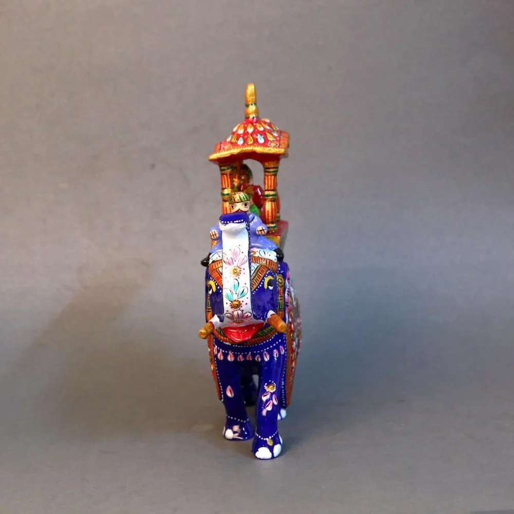 Meenakari Metal Animal Statue for Interior Decor - Home & Kitchen by Lav Craft