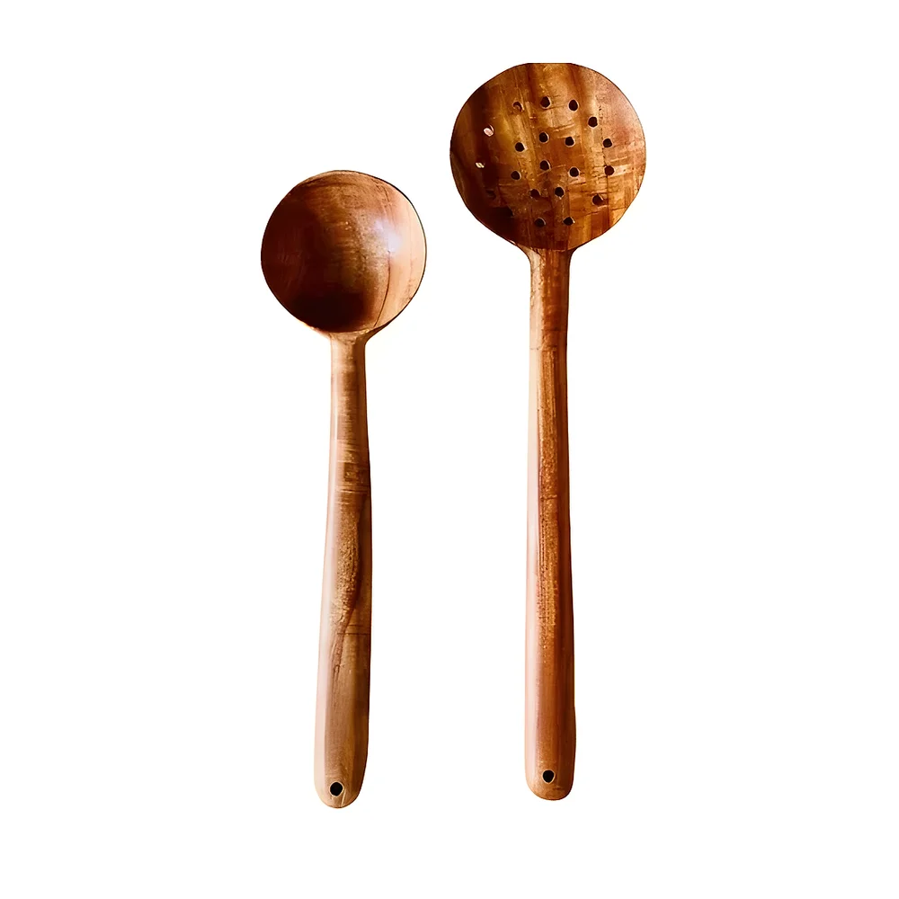 Neem Wood Ladle Skimmer Set - Home & Kitchen by Dakshatam Enterprises Pvt. Ltd.