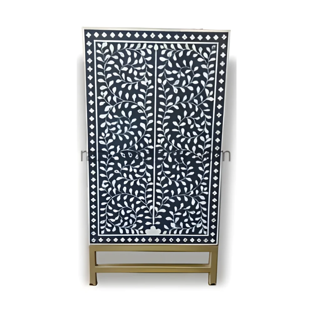 Blue and White Bone Inlay Cupboard - Furniture & Interiors by Razvi Exports
