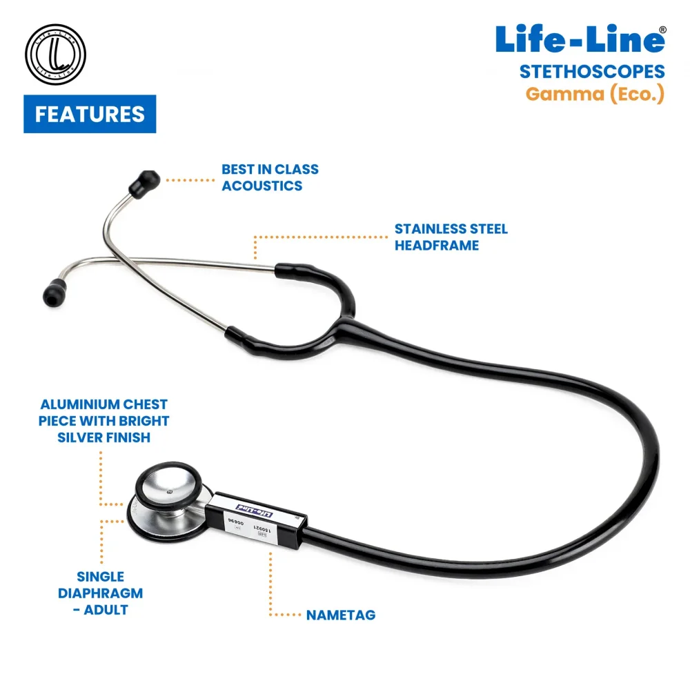 Life-Line Gamma (Eco.) Aluminium Stethoscope - Healthcare & Medical by Accurate Surgicals