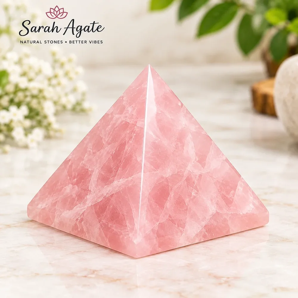 Rose Quartz Stone Pyramid - Home & Kitchen by Sarah Agate