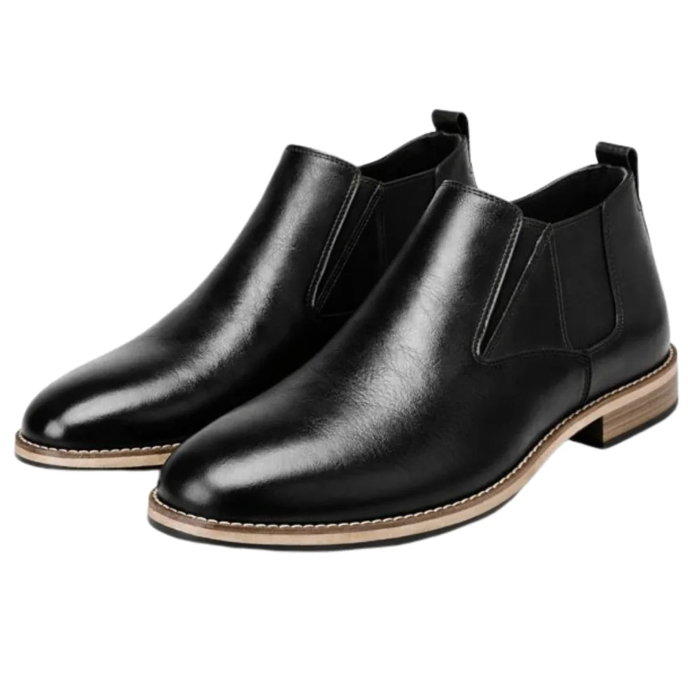 ORPERS Black Leather Chelsea Boots, Ankle-High Slip-On - Footwear, Bags & Leather Goods by Axus Align